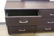 Homelegance 2220DBR-5/6 Lorenzi Dark Brown Upholstered Faux Leather 6 Drawer Dresser & Mirror