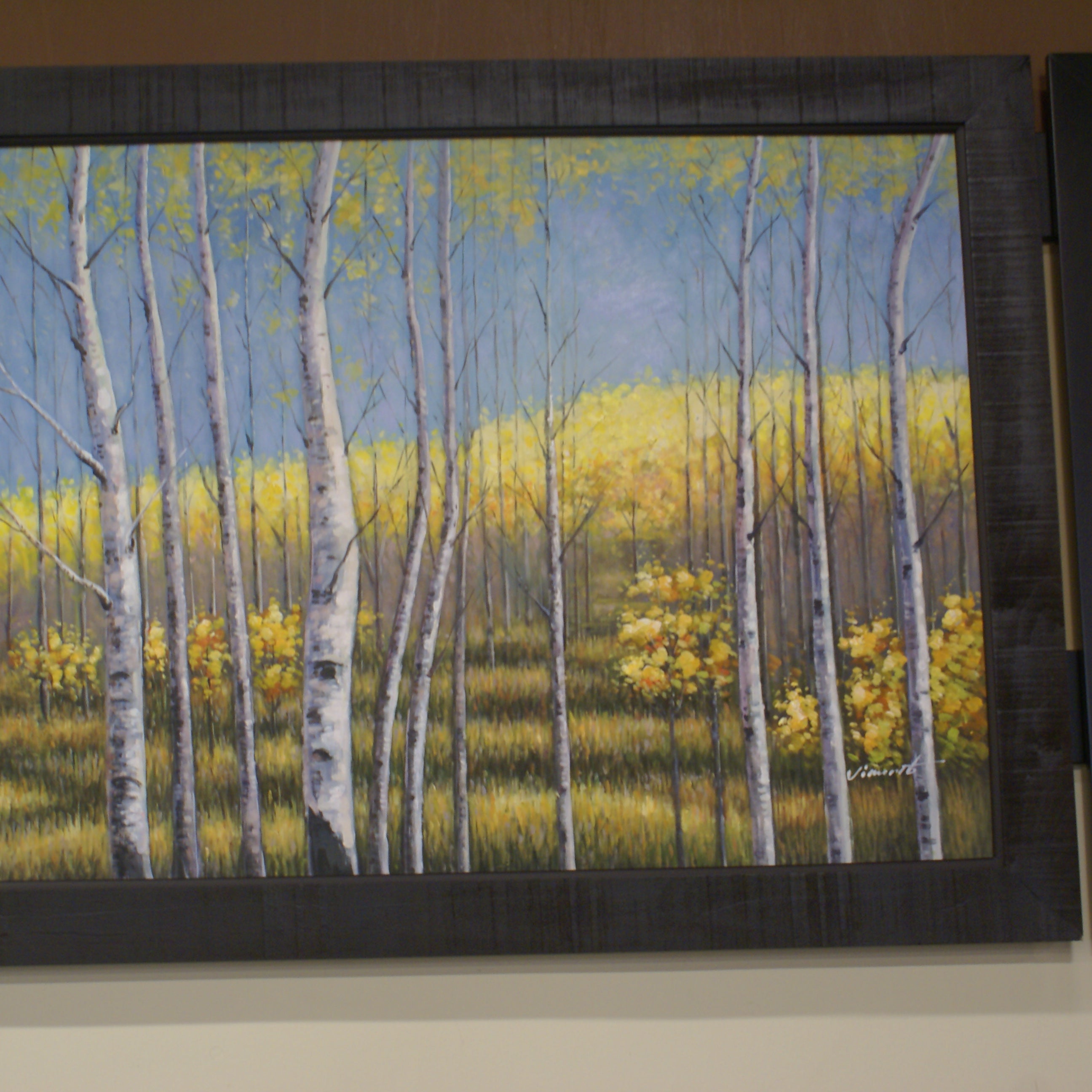 Sisko 44 x 56 Birch Forest Framed Canvas Oil Painting