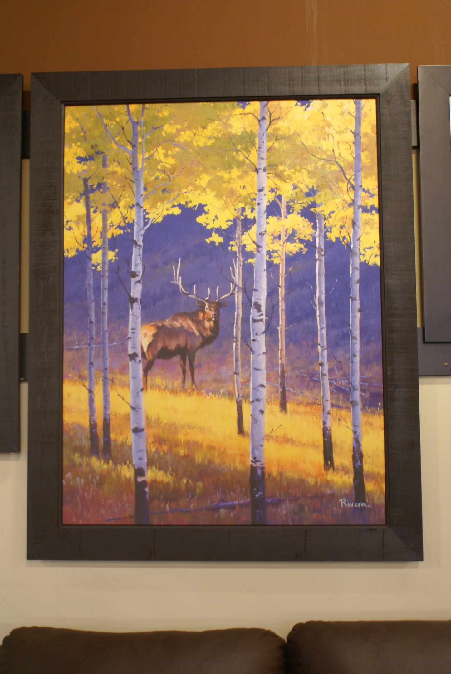 Sisko 44 x 56 Deer In Forest Framed Canvas Oil Painting
