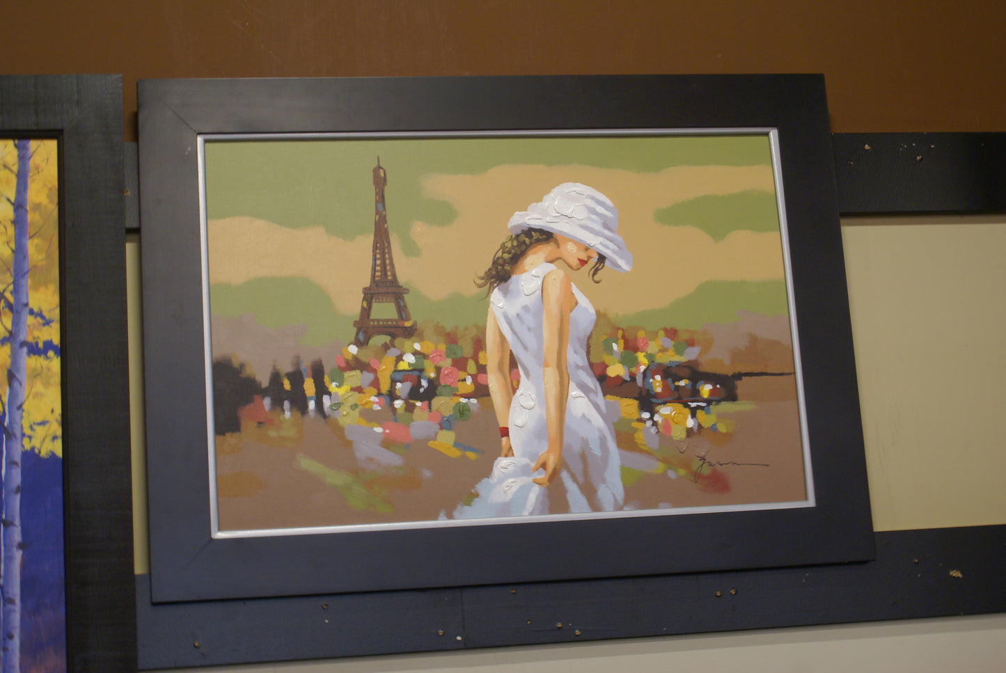 Sisko 32 x 44 Lady In Paris Framed Canvas Oil Painting