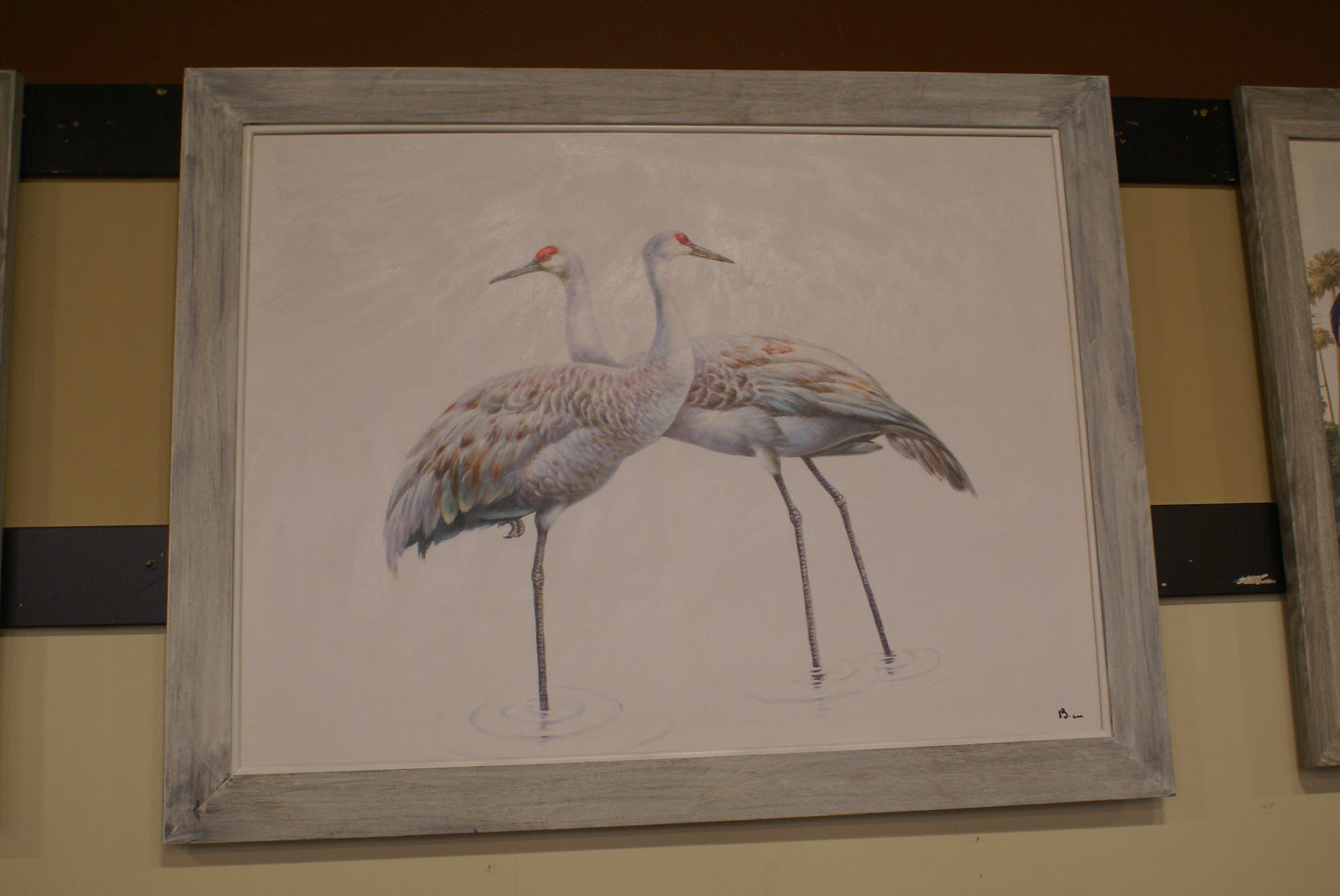 Sisko 44 x 56 Two Storks Framed Canvas Oil Painting