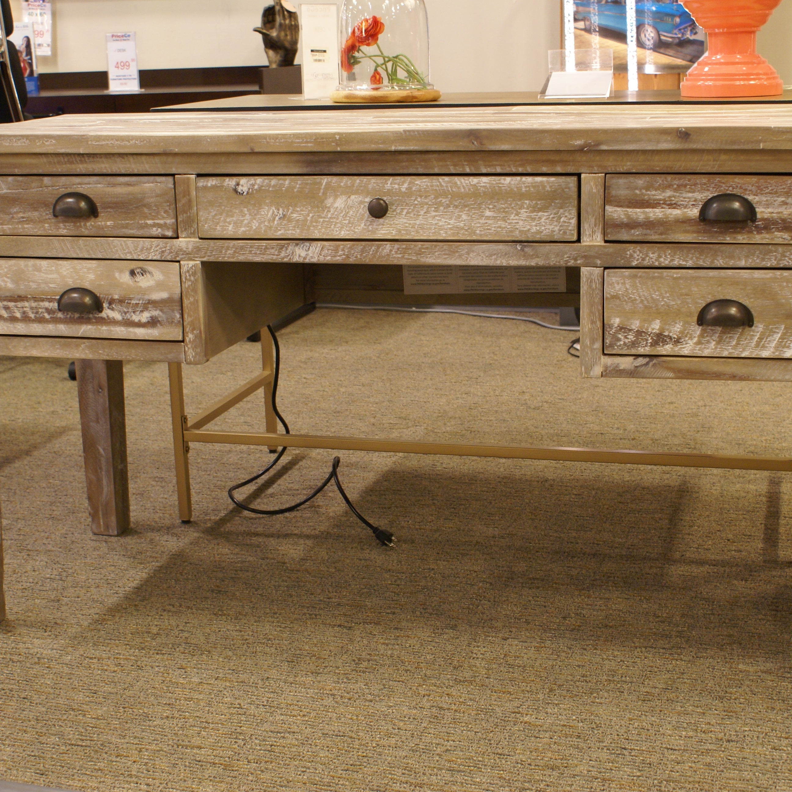 Jofran 1743-58 Washed Grey Home Office Artisan's Craft Desk