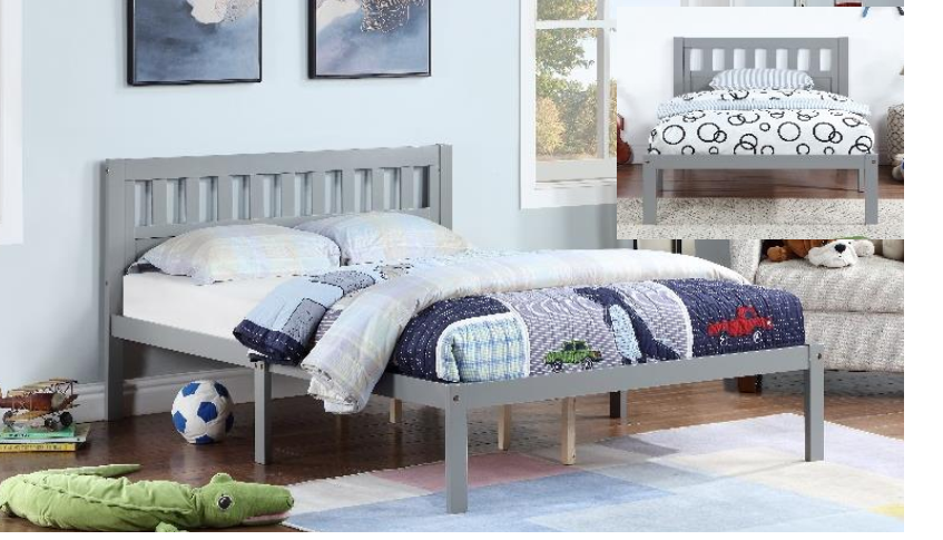 FOA WF9700-GY-F Gray Full Size Platform Bed (HB Slats Style)