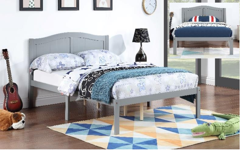 FOA WF9702-GY-F Gray Full Size Platform Bed (HB Panel Style)