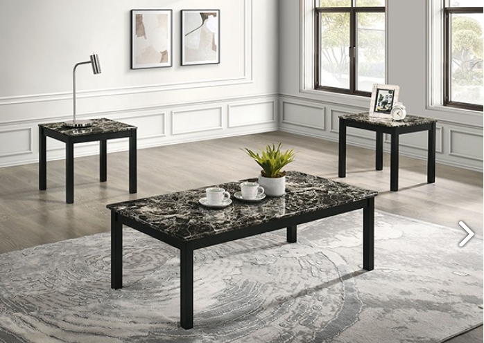 FOA FM42900BW-3PK Findlay Black & White 3 Piece Occasional Set