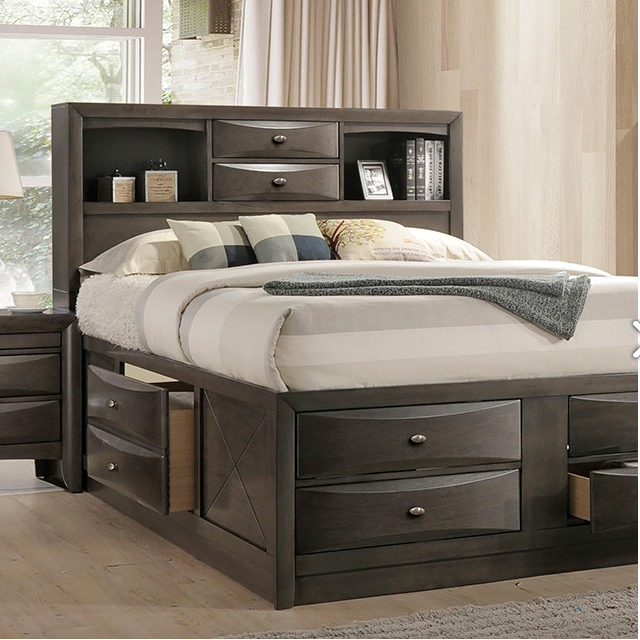 FOA FM7210GY-Q Zosimo Gray Queen Platform Storage Bed
