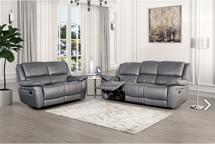 FOA FM69003DG-CH-M Glarus Dark Grey Leather Manual Recliner