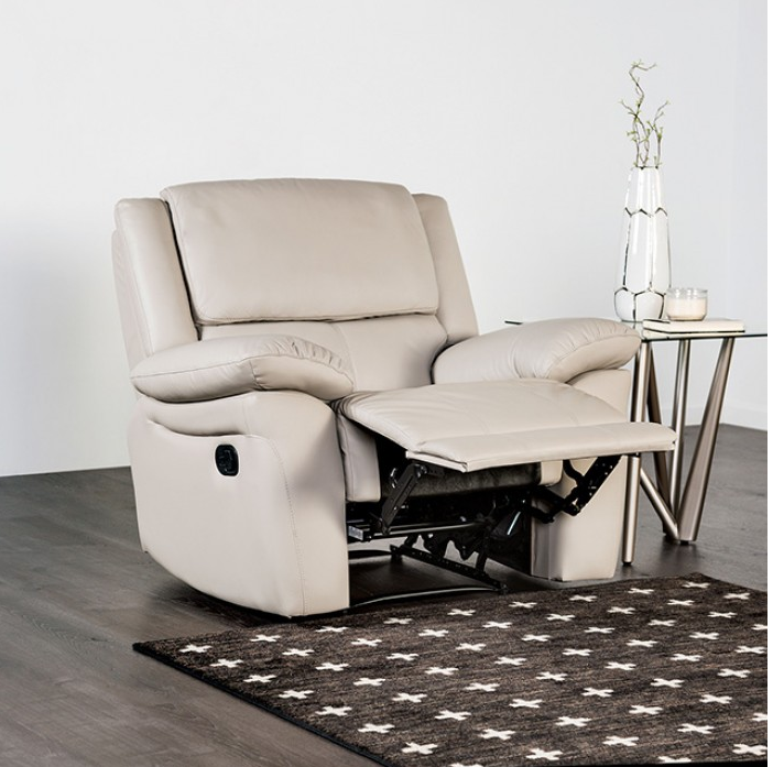 FOA FM69003WH-CH-M Glarus Off White Leather Manual Recliner
