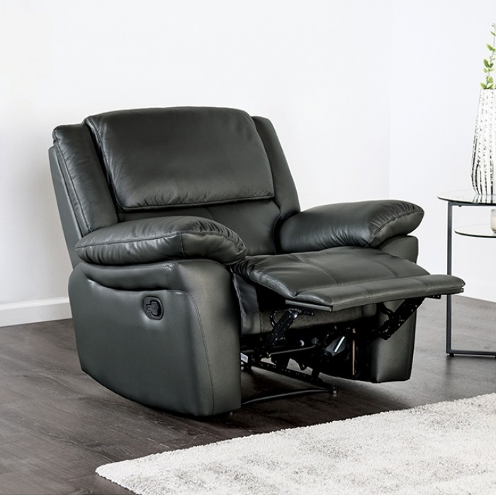 FOA FM69003BK-CH-M Glarus Black Leather Manual Recliner