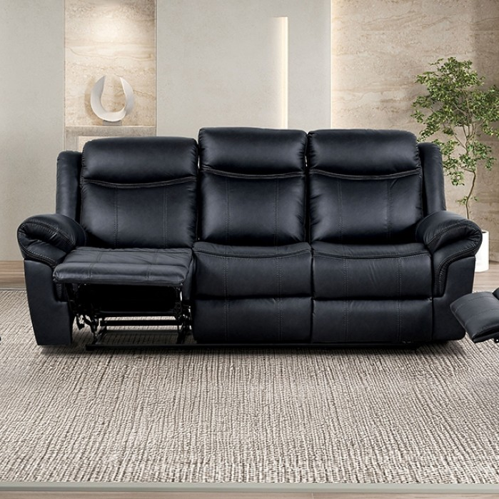 FOA NX6001BK Agata Black Manual Sofa & Glider Loveseat Set
