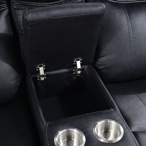 FOA NX6001BK-LV Agata Black Manual Glider Loveseat