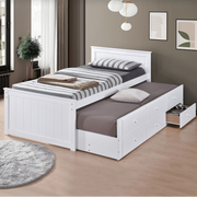 Milton 7550 White Twin Platform Bed w/ Trundle & Drawers