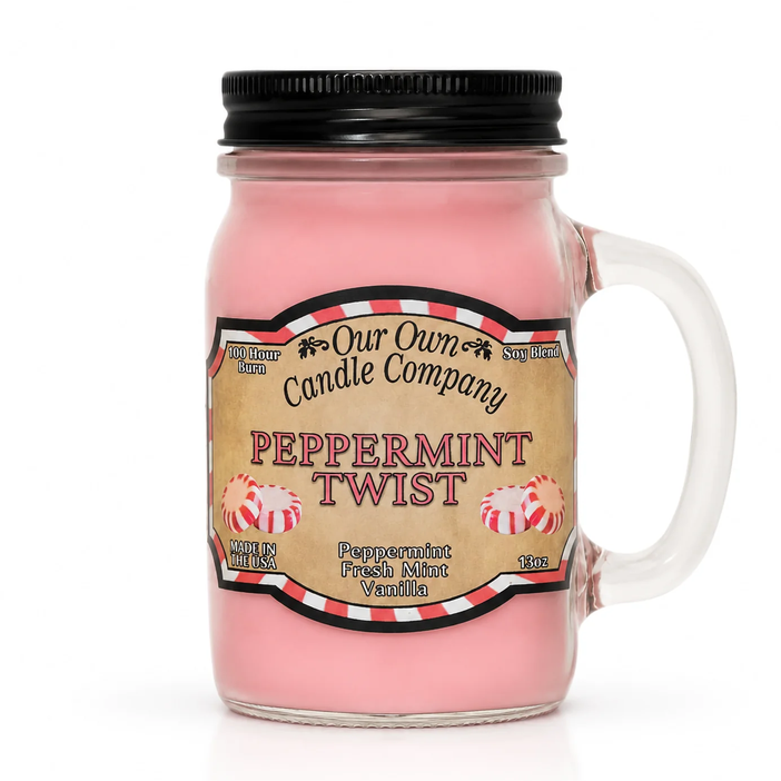 Our Own Candle Company Peppermint Twist Mason Jar