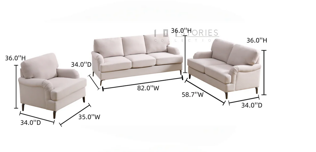 101 Stories 101SC-110159-BGE-3 Vira Sofa