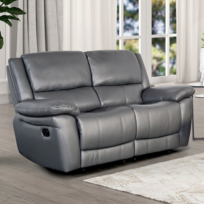 FOA FM69003DG-CH-M Glarus Dark Grey Leather Manual Recliner