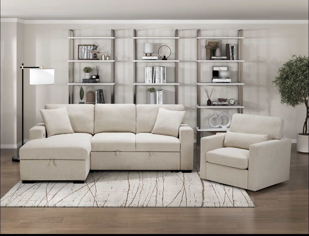 Homelegance 9630BE-1SW Pompano Beige Swivel Chair w/ Pillow