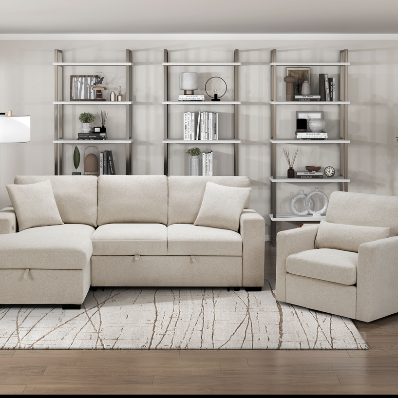 Homelegance 9630BE-1SW Pompano Beige Swivel Chair w/ Pillow