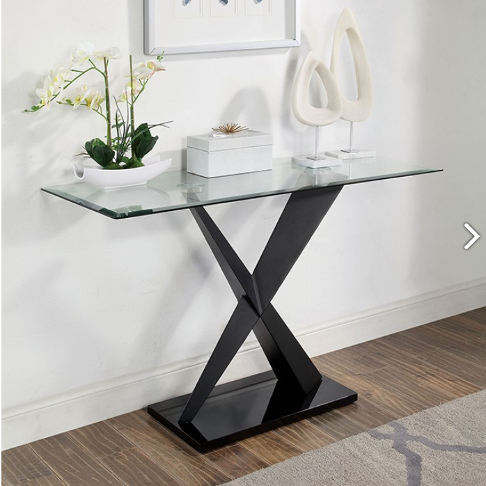 FOA CM4191BK-S Xanthus Glass Sofa Table
