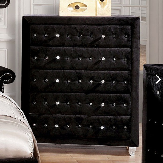FOA FM7150BK-C Alzire Upholstered Black Chest
