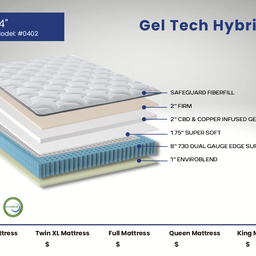 Sound Sleep 0402 14" Hybrid Gel Tech King Mattress