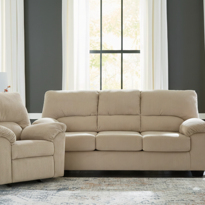 Ashley 2420338 / 325 SimpleJoy Sand Sofa Recliner Set