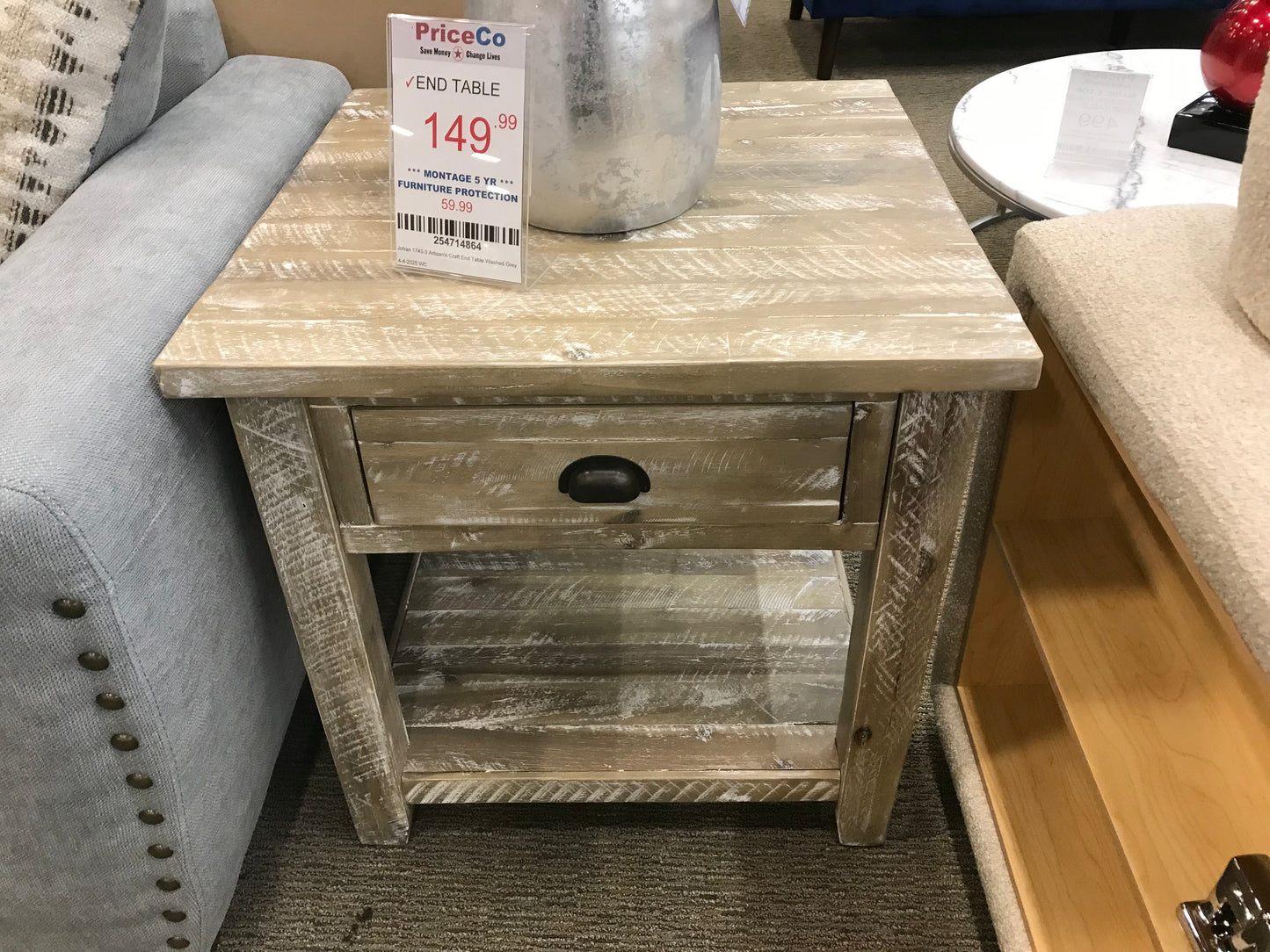 Jofran 1743-3 Artisan's Craft End Table Washed Grey