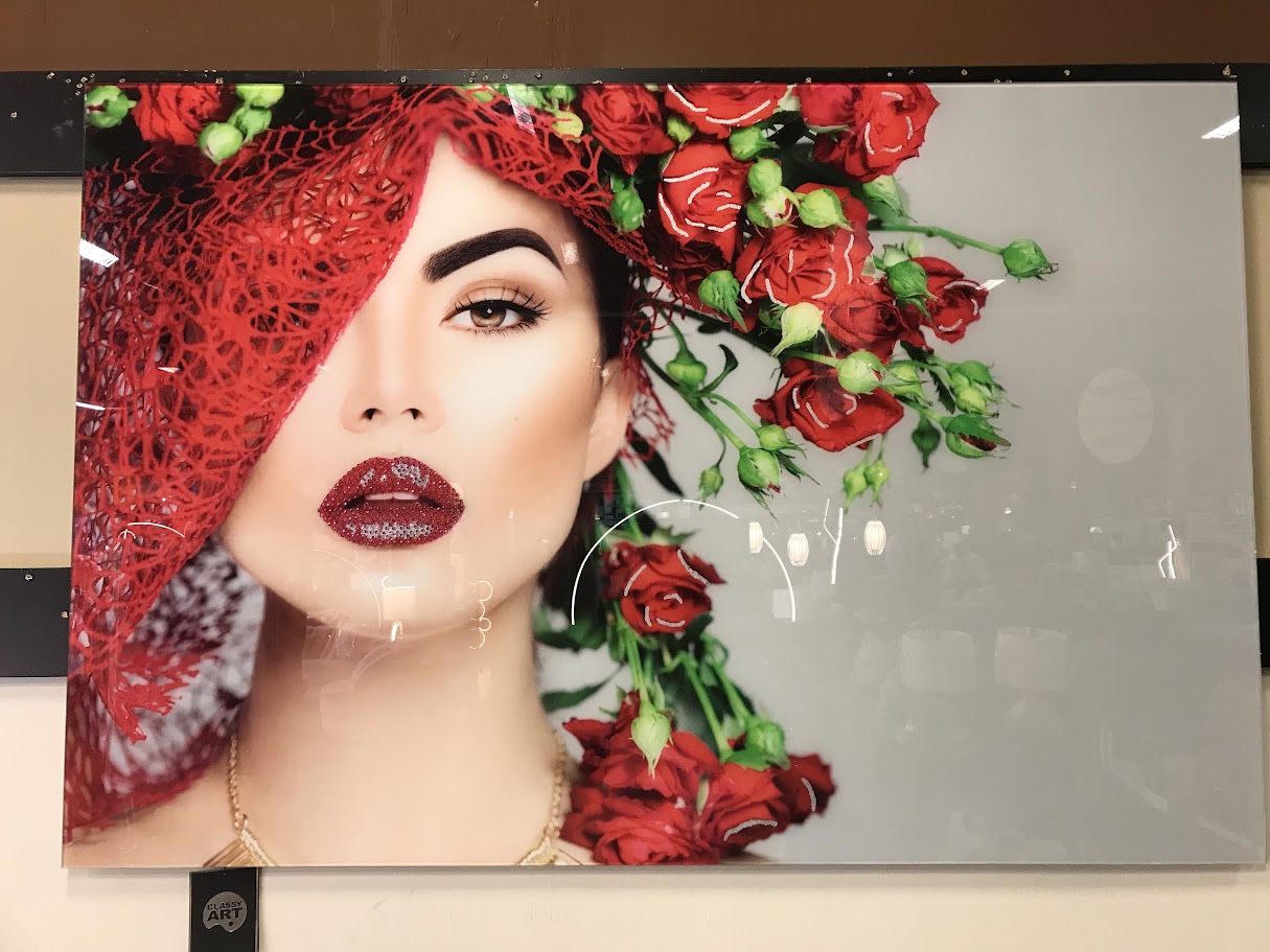 Classy Art SF1664R Tempered Glass w/ Foil & Rhinestones 40 x 60 Rose Vail
