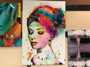 Classy Art SF1406 Tempered Glass w/ Foil 40 x 60 Abstract Woman w/ Color