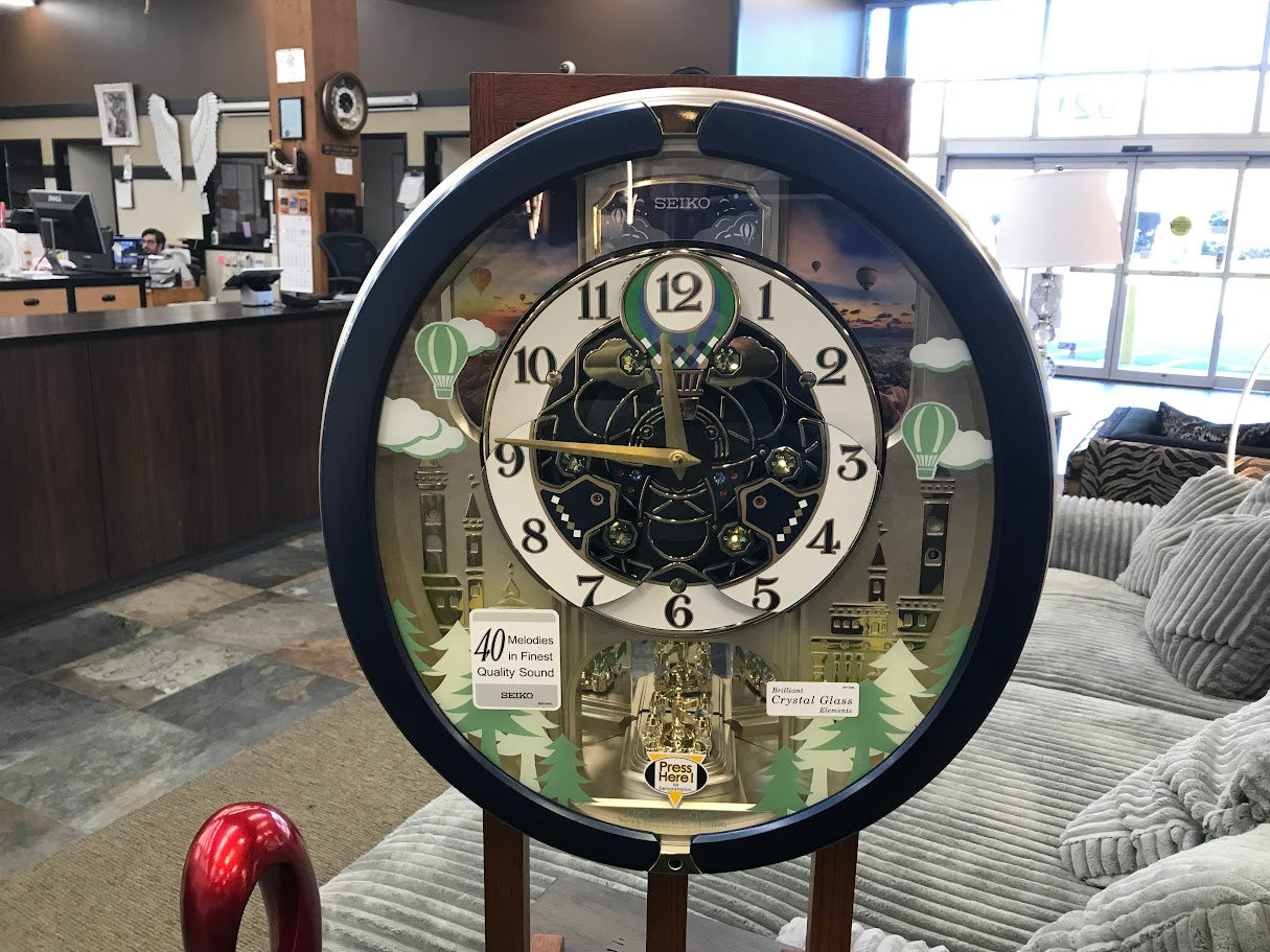 Seiko Blue Pine Fantasy Hot Air Balloon Ride Melodies Clock Music