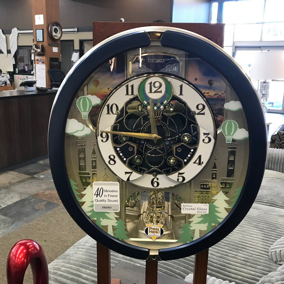 Seiko Blue Pine Fantasy Hot Air Balloon Ride Melodies Clock Music