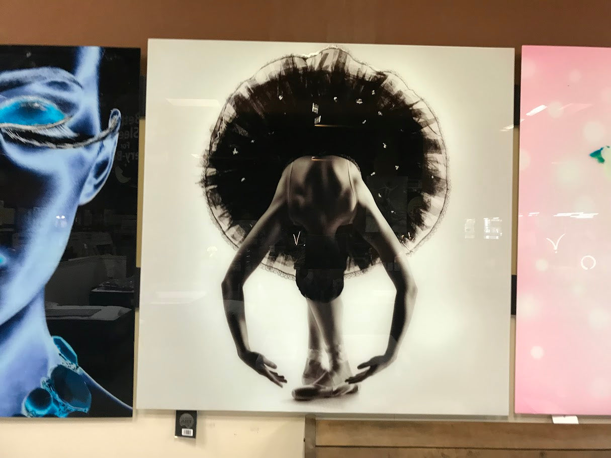 Classy Art SF1232 Tempered Glass w/ Foil 50 x 50 Black & White Ballerina