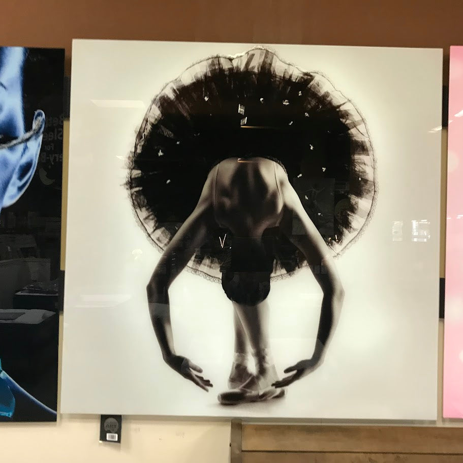 Classy Art SF1232 Tempered Glass w/ Foil 50 x 50 Black & White Ballerina