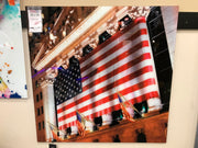 Classy Art SF1391 Tempered Glass w/ Foil 50 x50 Flag Across Stock Exchange