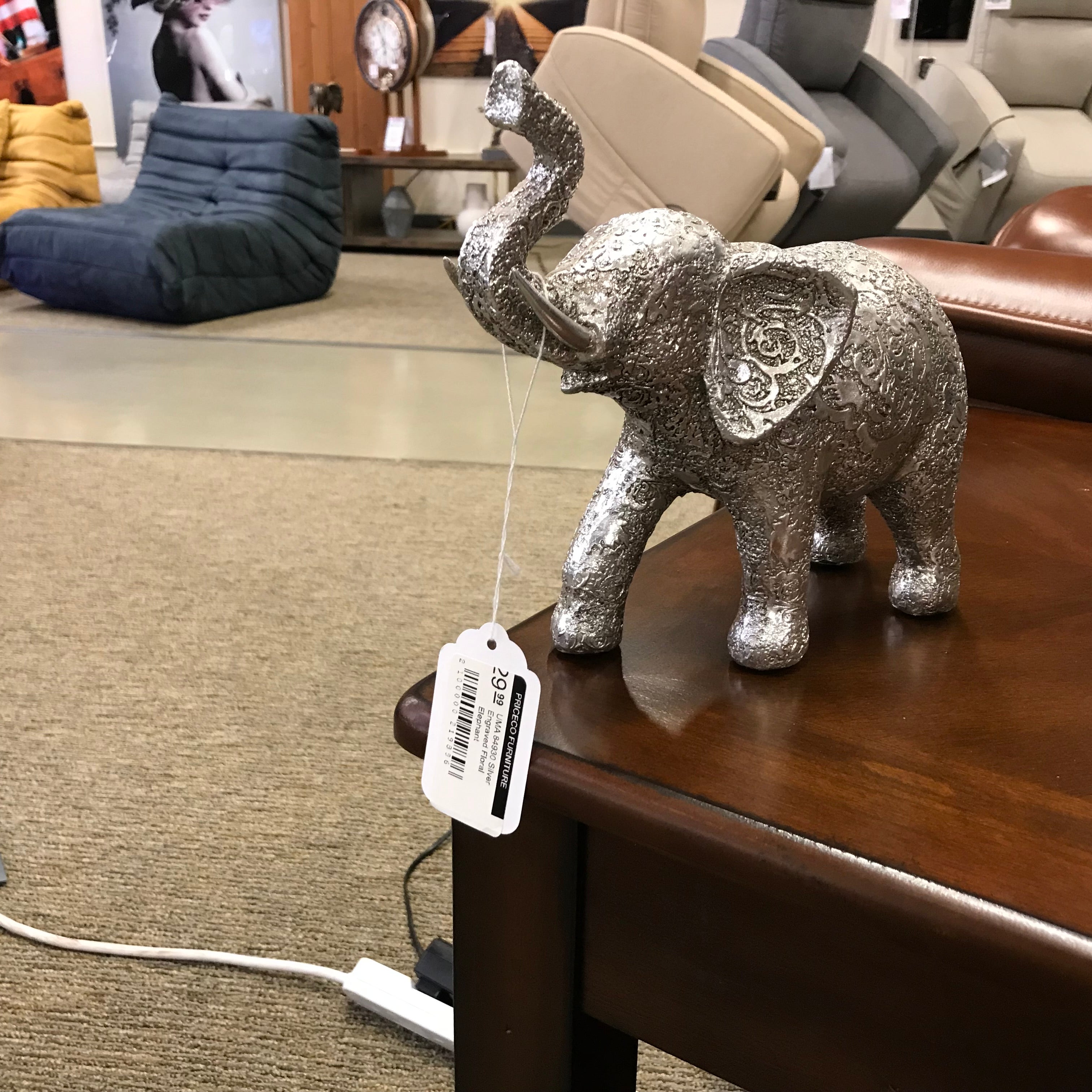 UMA 84930 Silver Engraved Floral Elephant