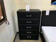 Homelegance 2220-9 Lorenzi Black Faux Leather Upholstered 5 Drawer Chest