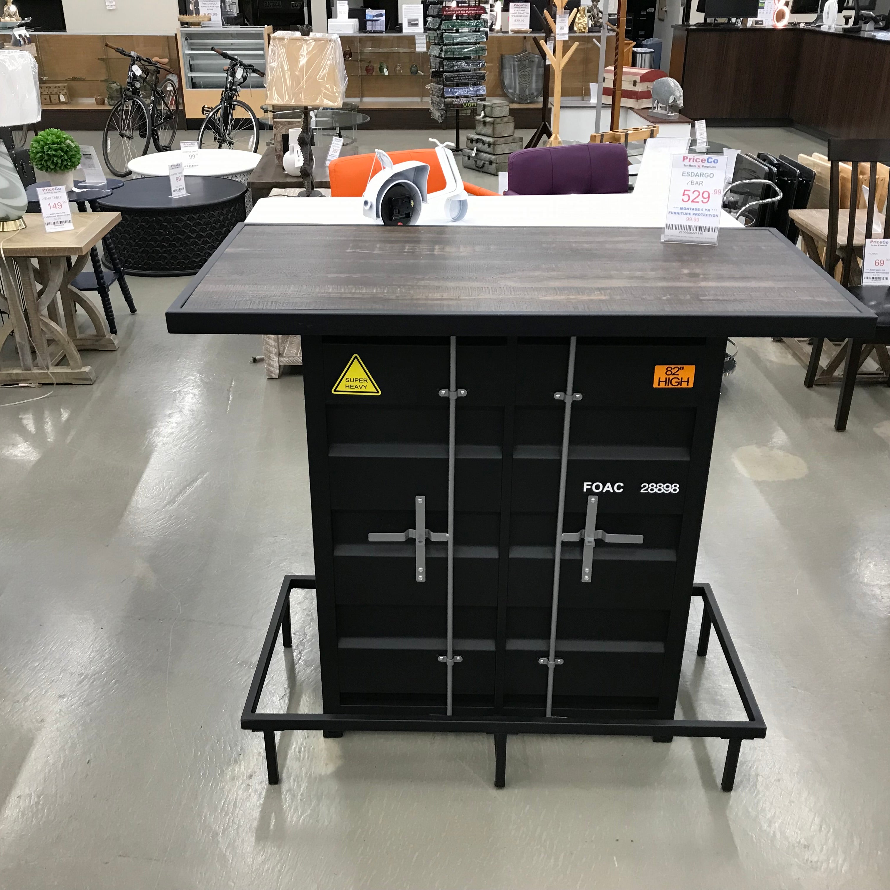 FOA CM3789BK-BT Bar Height Table w/ L.E.D Lights