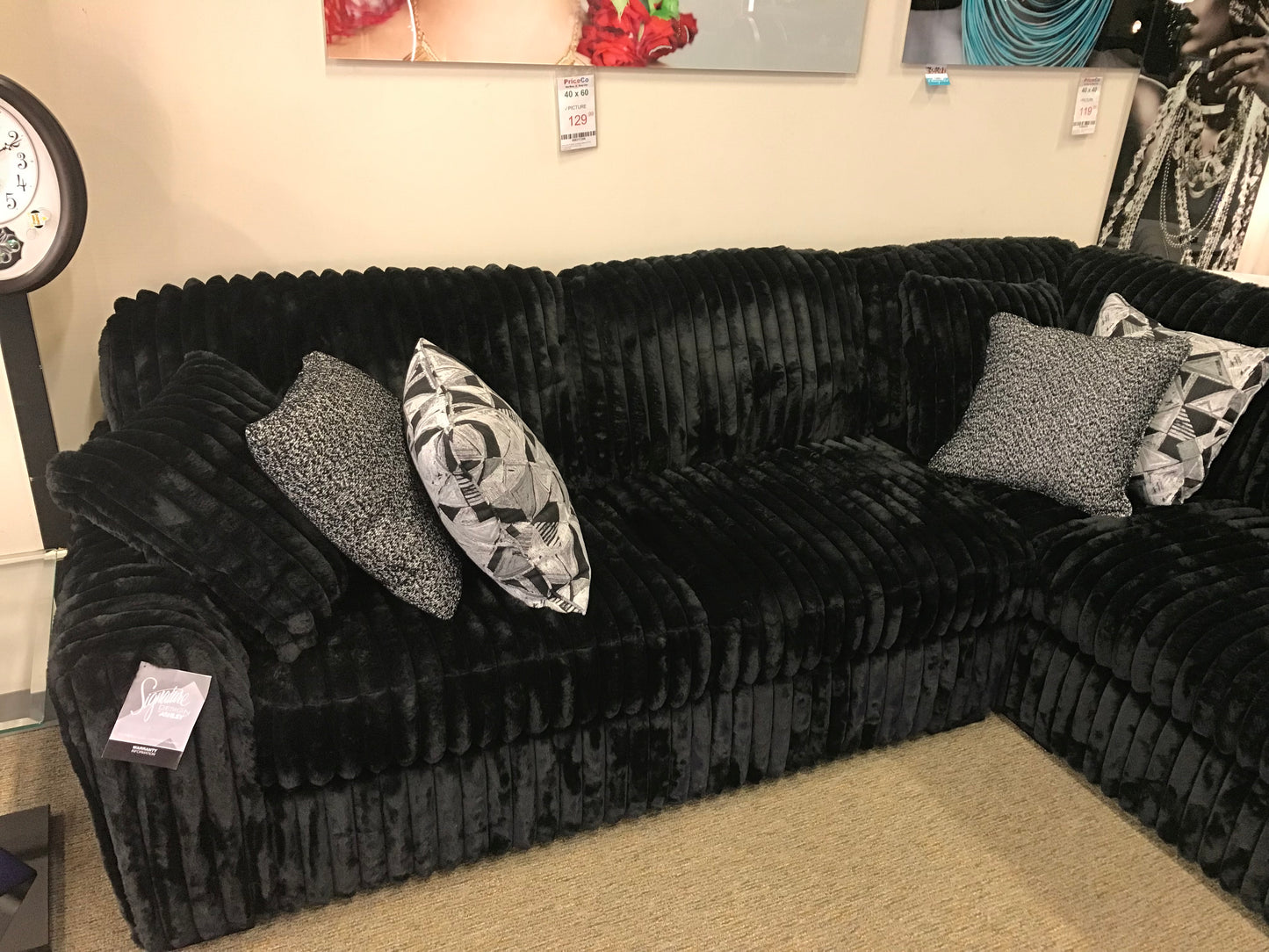 Ashley 98103S6 Midnight Madness Onyx 3 Piece Sectional