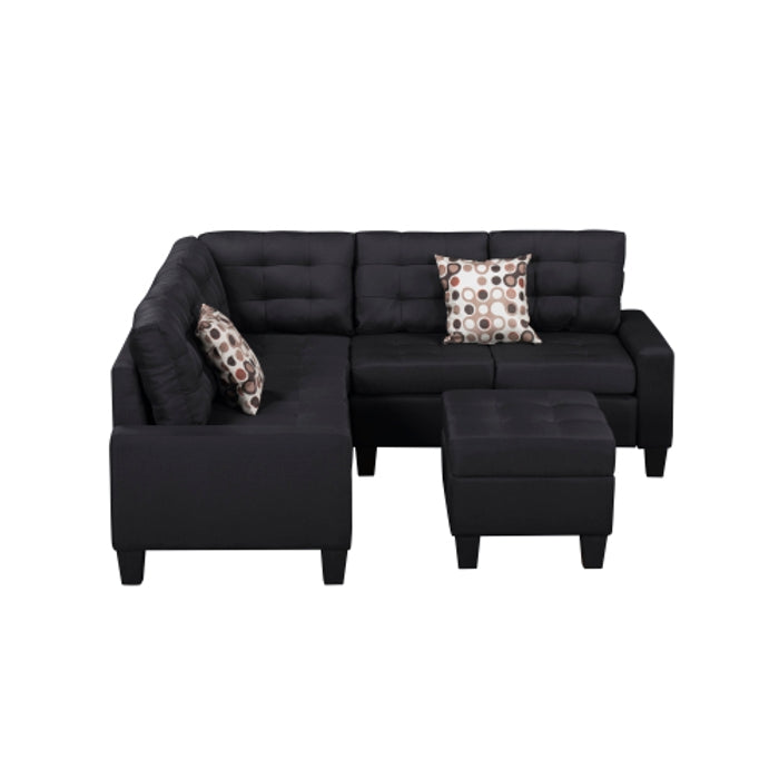 Milton K311S00013 Black Sectional Sofa w/ Ottoman ( 3 Boxes )