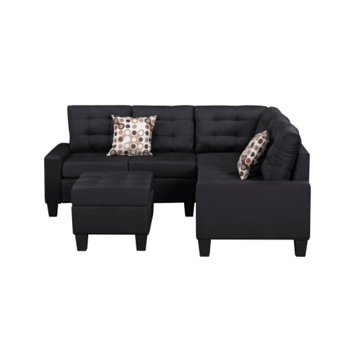 Milton K311S00013 Black Sectional Sofa w/ Ottoman ( 3 Boxes )