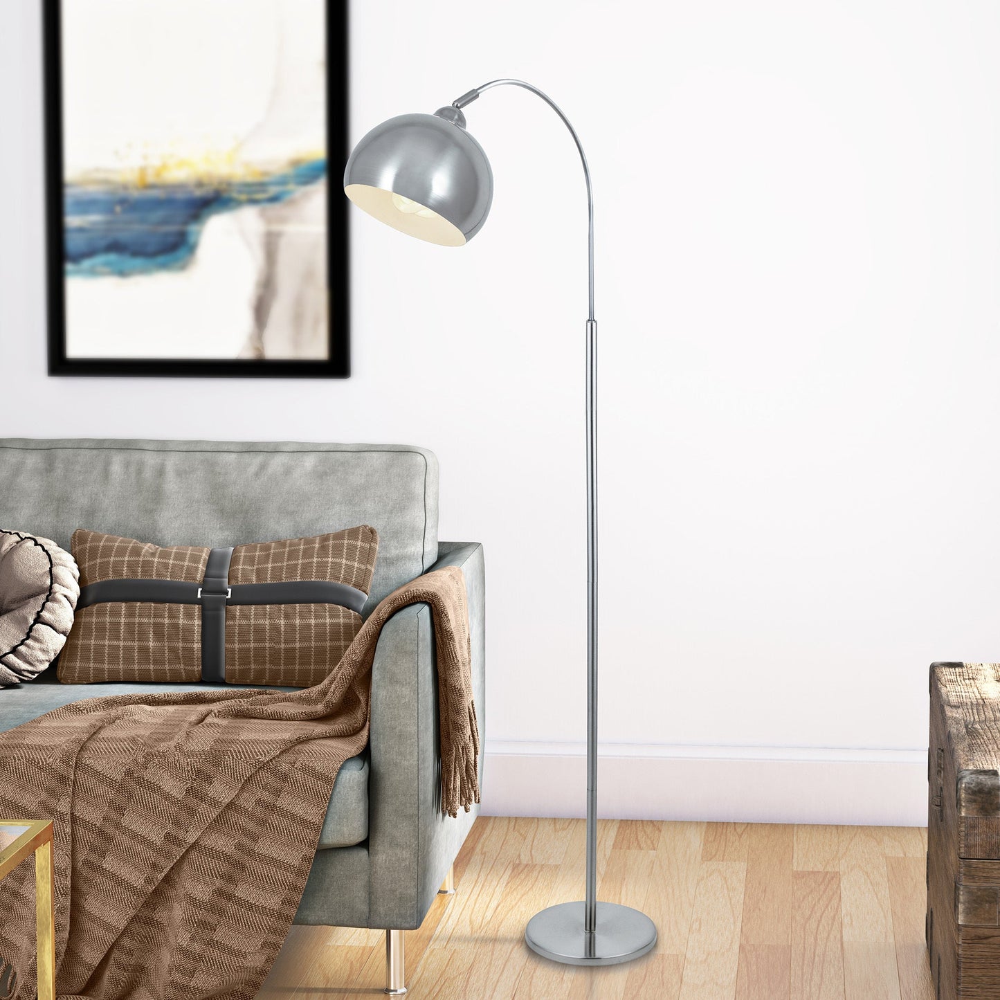 Lite Source LS-82597PS Palesa Polished Silver Floor Lamp