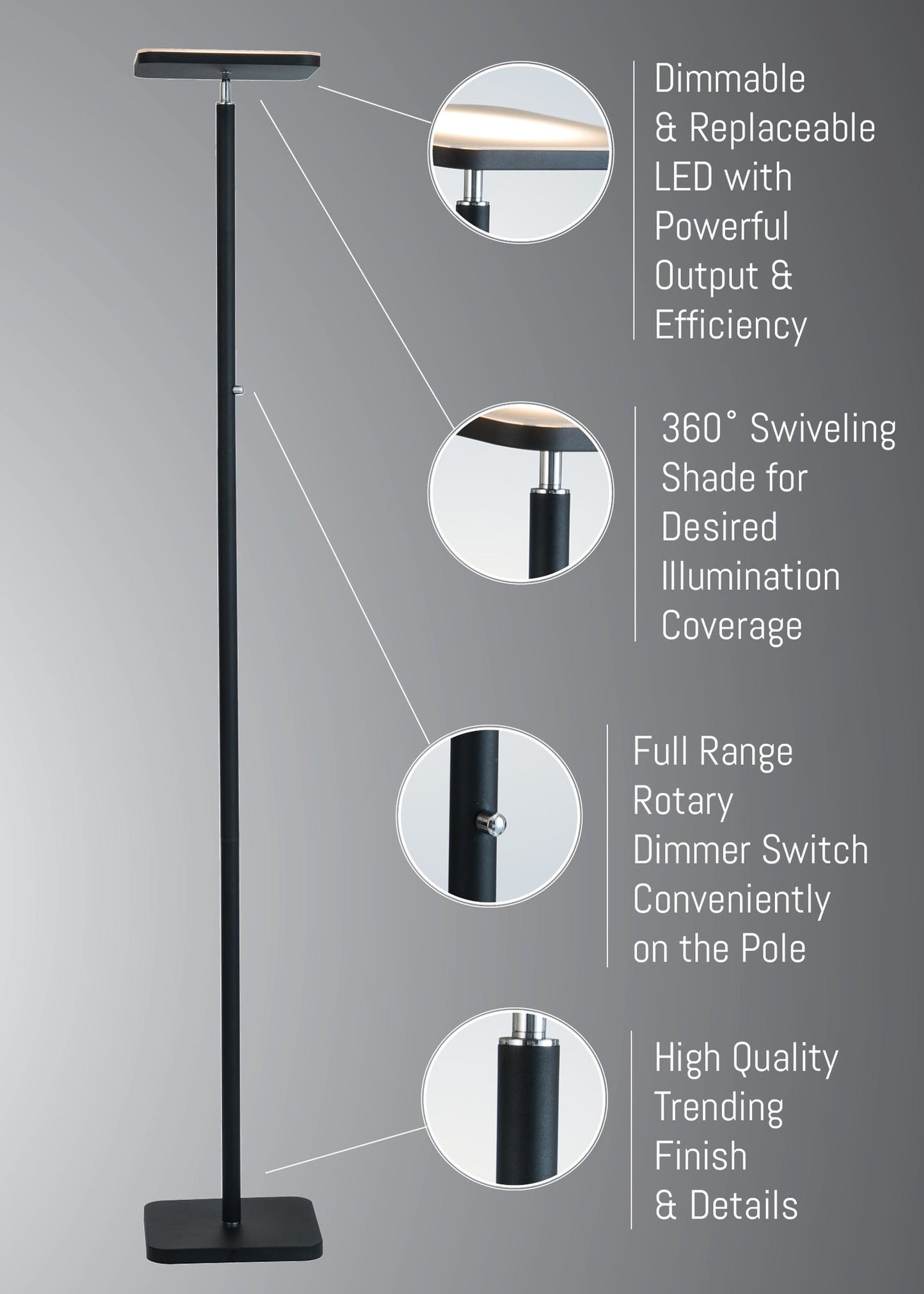 Lite Source LS-83353BLK Hector Black Floor Lamp