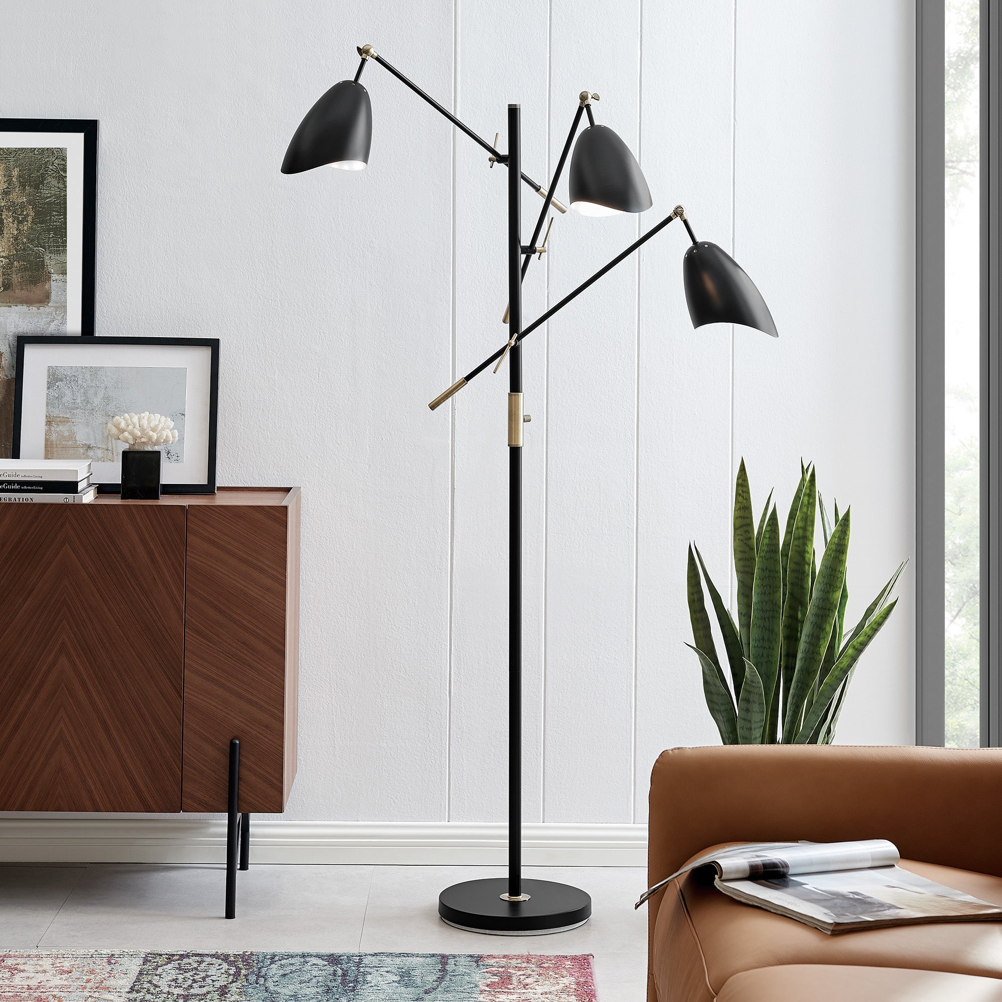 Lite Source LS-83651AB/BLK Tanko 3 Light Metal Floor Lamp