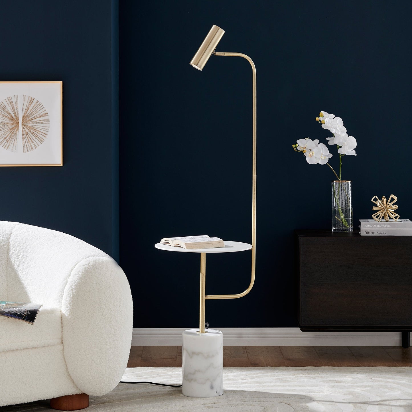 Lite Source LS-83740AB/WHT Tatum White Marble Floor Lamp