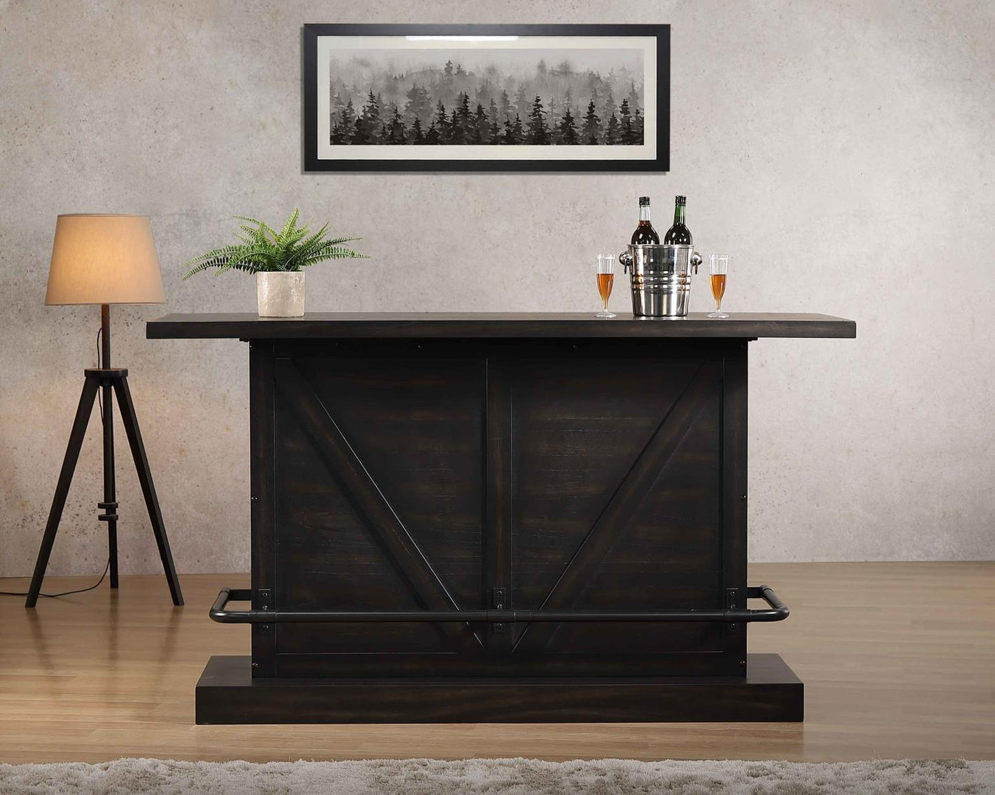 Urban Styles 3485 / 3486 / 3482 Memphis Espresso Bar Set w/ 2 Bar Stools