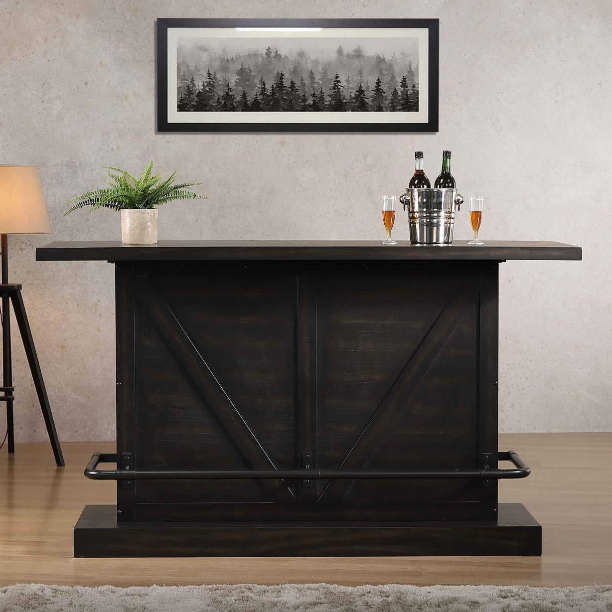 Urban Styles 3485 / 3486 / 3482 Memphis Espresso Bar Set w/ 2 Bar Stools
