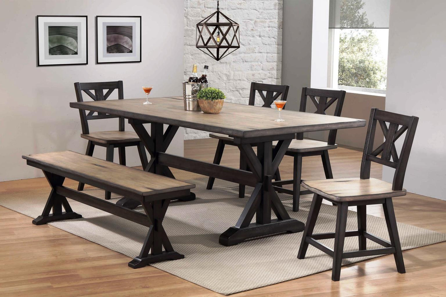 Urban Styles 1871 / 1870 Orlando 78x34 5 Piece Dining Set