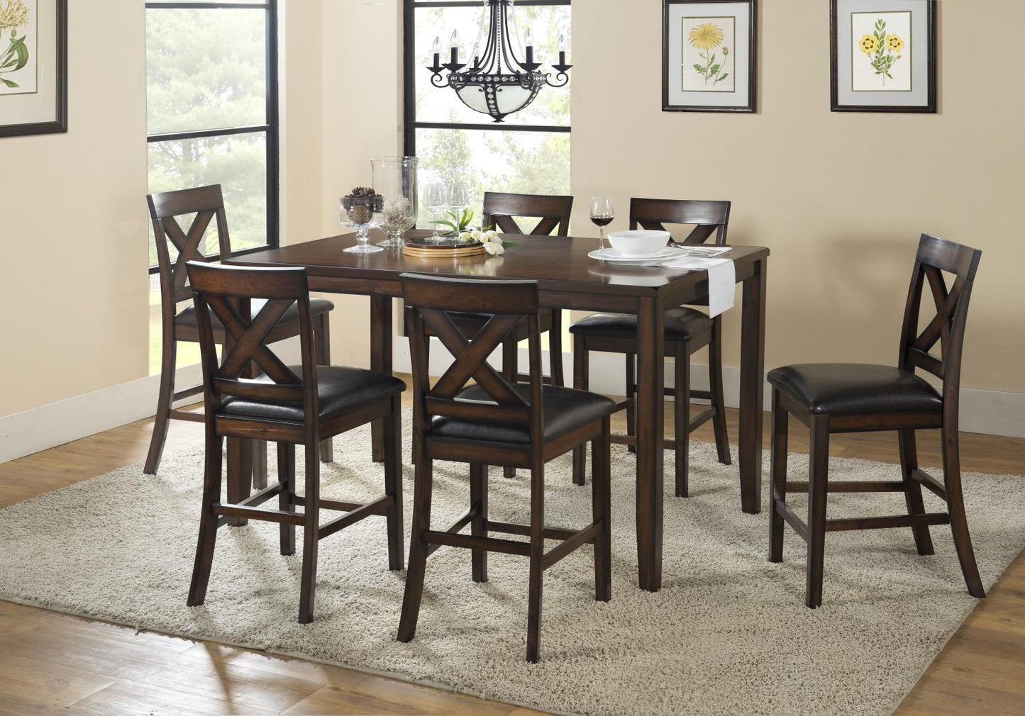 Urban Styles 2590 Palm Springs Brown 7 Piece Counter Height Pack