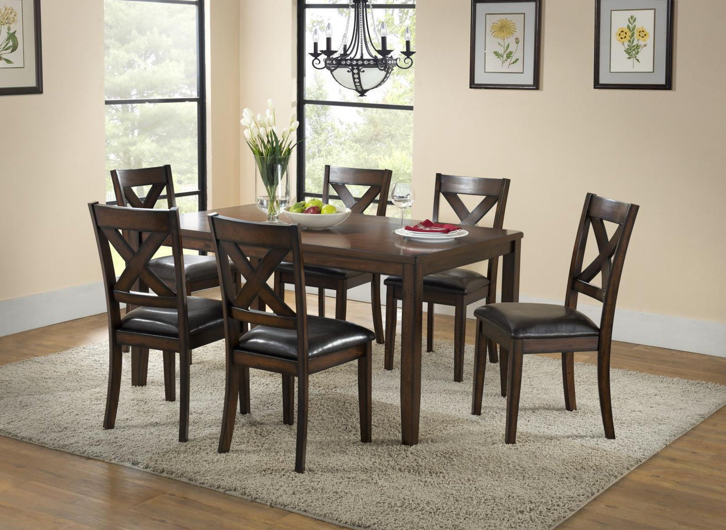 Urban Styles 1590 Palm Springs Brown 7 Piece Dining Pack