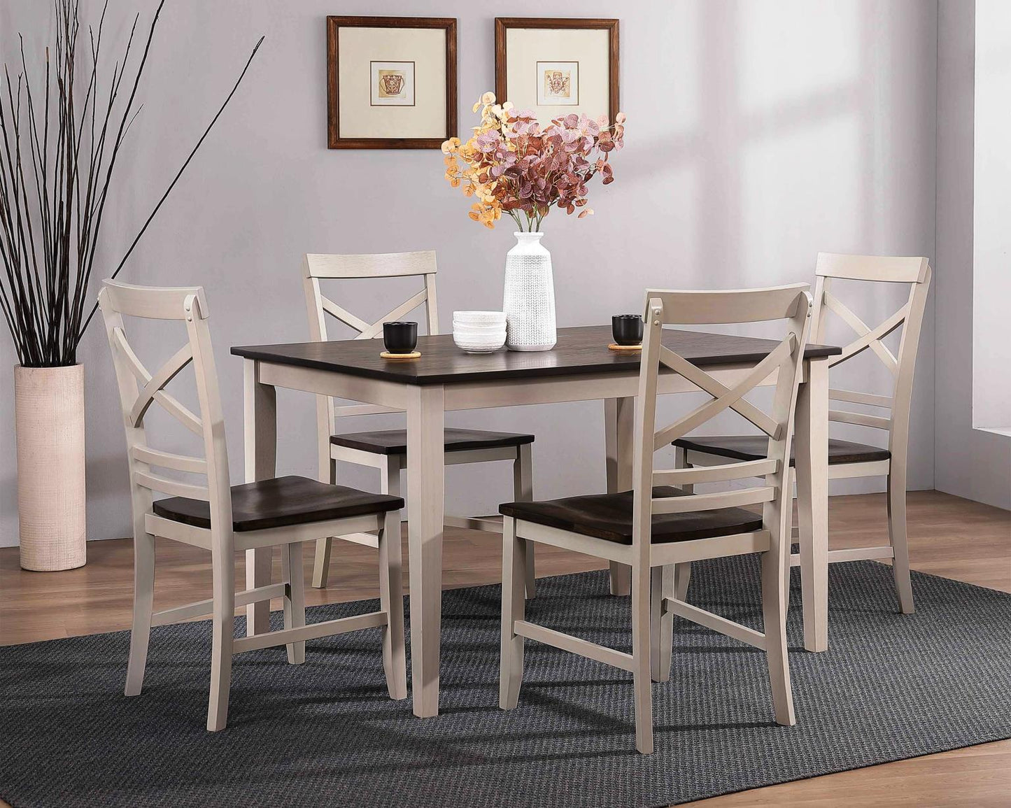 Urban Styles 1570 Reno Walnut/Ivory 5 Piece Pack Dining Set