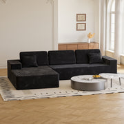 Milton S03L-Black Left Hand Facing Convertible Sofa Chaise